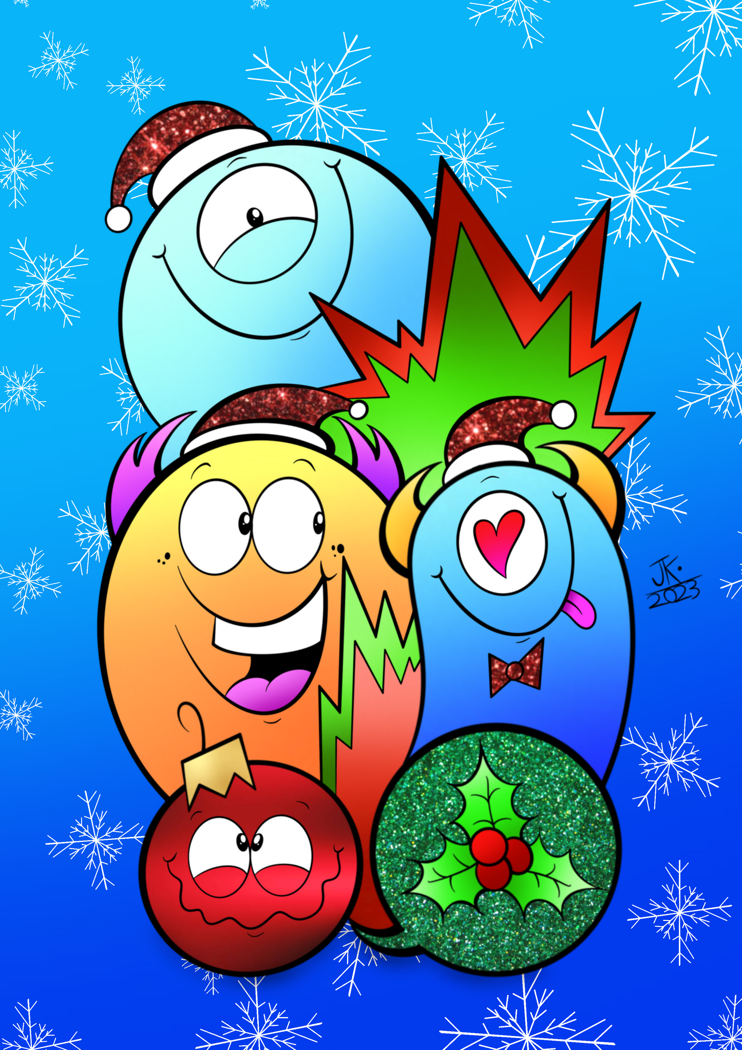 Christmas Rectangle Jadoodle  - Print - Postcard - A6