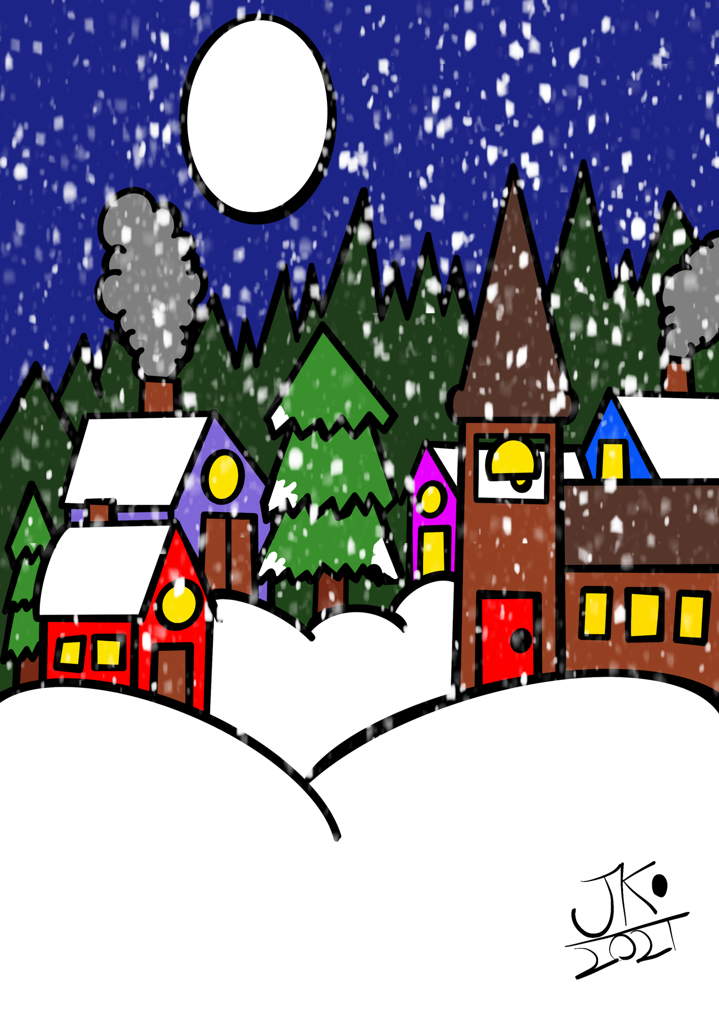 JKCS - EXCLUSIVE - CHRISTMAS WINTER VILLAGE - A6 PRINT / POSTCARD