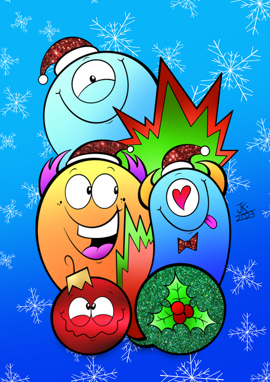 Christmas Rectangle Jadoodle  - Print - Postcard - A6