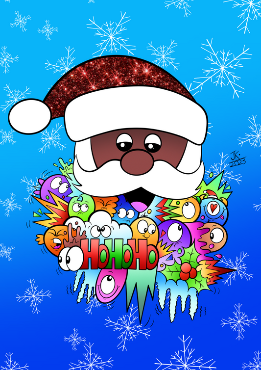 Christmas Santa Jadoodle  - Print - Postcard - A6